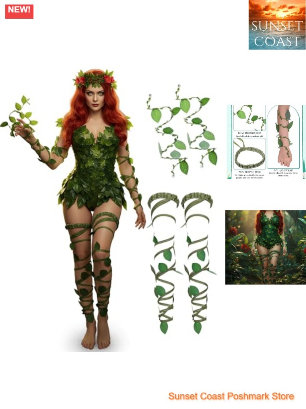 Renaissance Fairy Vine Arm Wrap Garter Leg Wraps Costume Accessory Set